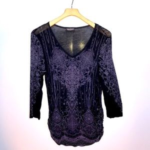 VANILLA SUGAR Black Purple Rhinestone Top EXCELLENT CONDITION Women’s SIZE MED